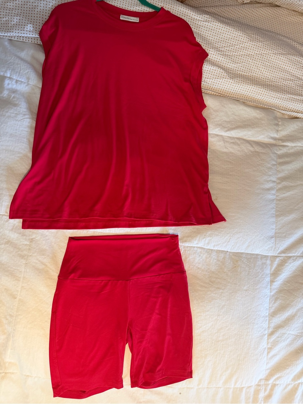 Zenana Red Tank & Bike Short Set, NWOT, $25